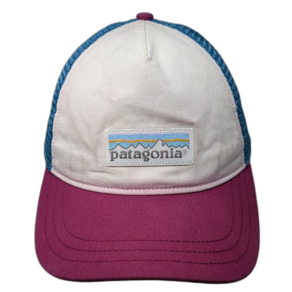 Patagonia Trucker Hat White Purple Blue One Size Mesh Back Snapback Logo Patch